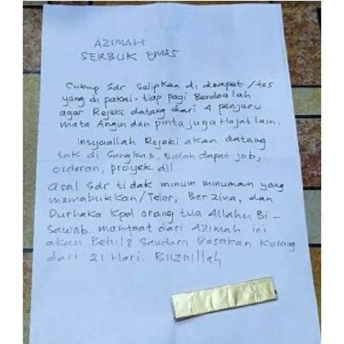 Azimat serbuk mas syariah kerejekian putih dari tanah borneo
